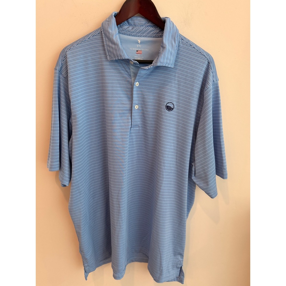 Fairway & Greene Mens XXL Blue Striped Golf Polo Shirt SP24-TY12730-031504 USA